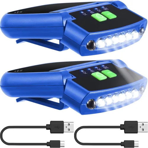Miniatura 16 de Mudder Linterna LED con clip para gorra USB recargable, linterna impermeable ultra brillante para sombrero, linterna de cabeza para pesca