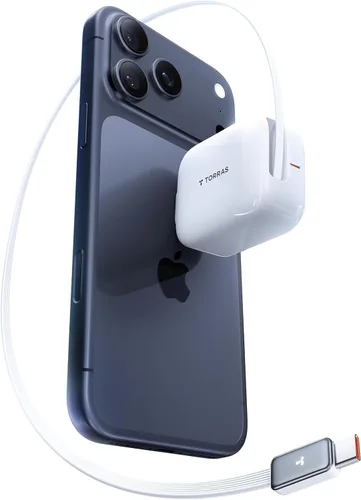 Miniatura 11 de Torras FlexLine Cargador retráctil, 35 W GaN III USB-C bloque de cargador con puertos duales, cargador de teléfono de carga rápida para iPhone