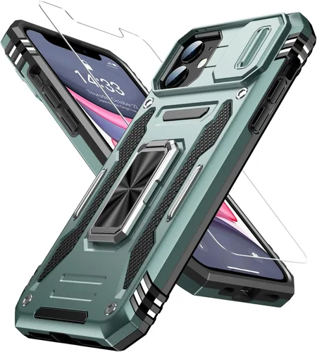 Miniatura 25 de MERRO Funda para iPhone 13 Pro con protector de pantalla, protección de cámara deslizante, funda resistente de grado militar con soporte magnético