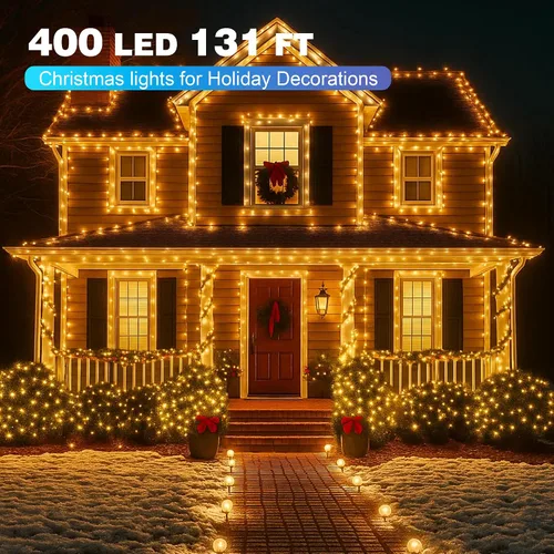 Miniatura 2 de Luces de Navidad de 400 LED de 131 pies, IP67 impermeables, luces Christmastree con 8 modos, control remoto, 3 temporizadores y función de memoria