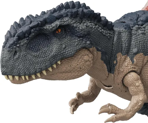 Miniatura 6 de Mattel Jurassic World Figura de acción de rastreadores gigantes, juguete de dinosaurio Mapusaurus con ataque de rabieta de mordida mega, espinas