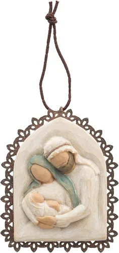 Miniatura 8 de Willow Tree - Adorno colgante de corazón dorado con borde de metal, figura esculpida y pintada a mano en relieve