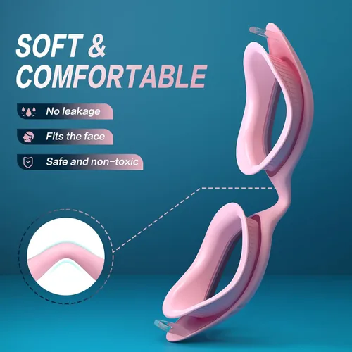 Miniatura 2 de VegoVia Gafas de natación para adultos para hombres y mujeres, gafas de natación para piscina, antiniebla/UV, gafas de natación con estuche Rosa