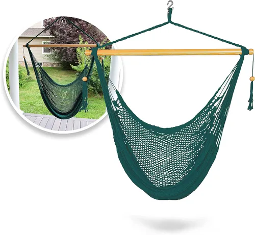 Miniatura 17 de Bliss Hammocks BHC-412FR - Silla hamaca con flecos de cuerda de isla de 40 pulgadas con herrrajes para colgar y barra separadora, para usar al aire