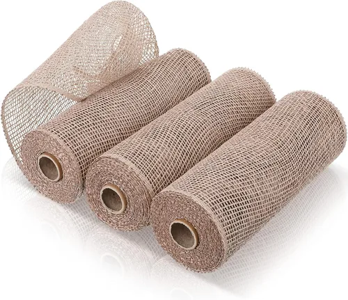 Miniatura 12 de 3 rollos de malla decorativa de arpillera de poli de 10 pulgadas de ancho, rollos de cinta de malla decorativa de poli para envolver