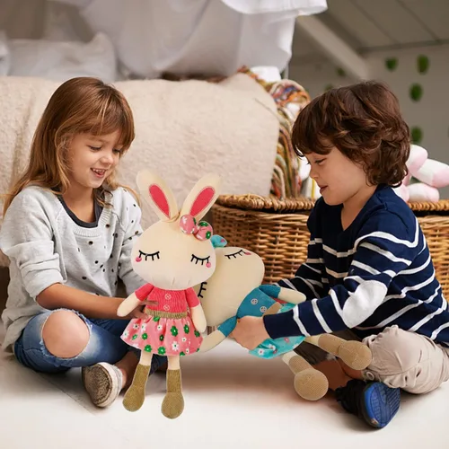 Miniatura 8 de Juego de 2 peluches de conejo de Pascua para niños, 18.3 pulgadas, juguetes de conejo grande, bonitos regalos de cumpleaños para niños y niñas, rosa