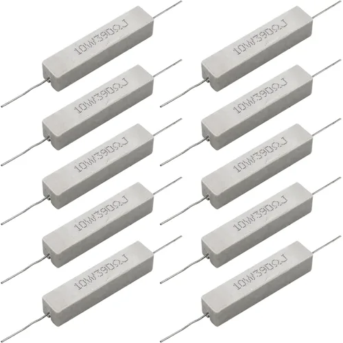 Miniatura 16 de 10 resistencias de cable de plomo axial de 10 W, 0.5 ohmios y 5 % – Resistencias de potencia de cemento cerámico fijas de heridas blancas