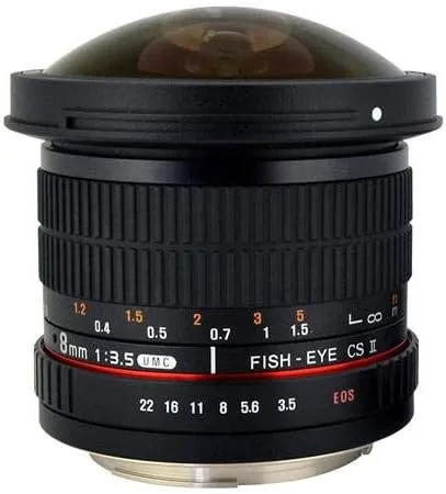 Miniatura 5 de Rokinon HD8M-C - lente de ojo de pez con capucha desmontable, 8 mm f/3.5 HD para Canon DSLR 8-8mm, lente fijo sin zoom, negro