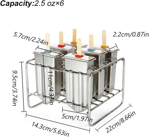 Miniatura 2 de Molde de paletas de acero inoxidable 304 con soporte de paletas de acero inoxidable, base de bastidor, molde para paletas de hielo, moldes
