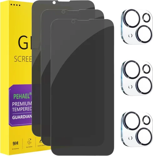 Miniatura 17 de PEHAEL 3+3 Pack para iPhone 17 Pro protector de pantalla de privacidad con protector de lente de cámara, película de vidrio templado antiespía