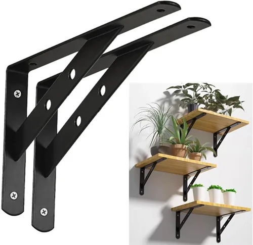 19.7 in 15.7 in 11.8 in 7.9 in 5.9 in Escuadras para Estanterias Fuertes, Soporte Estante Montado Pared para Estanteria Pequeñas, Stands de Negro