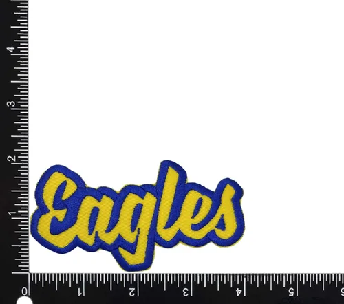 Miniatura 20 de (2 x 4 pulgadas) Eagles, espíritu de equipo, bordado, parche para planchar (sarga blanca/contorno verde)