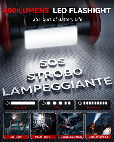 Miniatura 6 de Andeman Arrancador de auto 4000A con batería de 20000 mAh, paquete de batería portátil para auto, carga rápida Type-C, puente de litio de 12 V