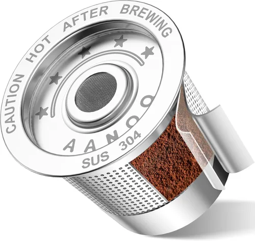 Miniatura 9 de AANQQ Cápsulas reutilizables K Cup para Keurig: paquete de 4 cápsulas mejoradas de malla de acero inoxidable de doble capa - Filtro recargable