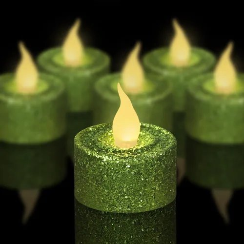 Miniatura 13 de FURORA LIGHTING Velas de Té LED con Purpurina Dorada Champaign, Paquete de 12, Velas de Té Parpadeantes Sin Llama para Decoración del Hogar, Oro
