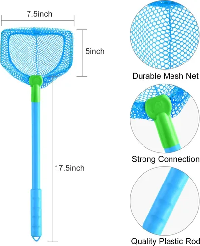 Miniatura 2 de Coopay 4 redes de pesca para atrapar insectos, redes de mariposa para peces y juguetes de playa para niños que juegan al aire libre (azul, verde)