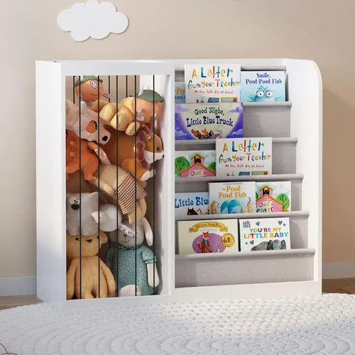 Miniatura 16 de Estantería de 4 niveles para niños de madera, estantería de cinco capas para libros de niños, estante de almacenamiento para bebés y niños pequeños