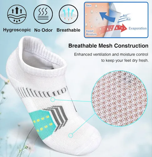Miniatura 2 de suaskk Calcetines de tobillo para mujer, antiampollas, acolchados, para correr, 5 pares