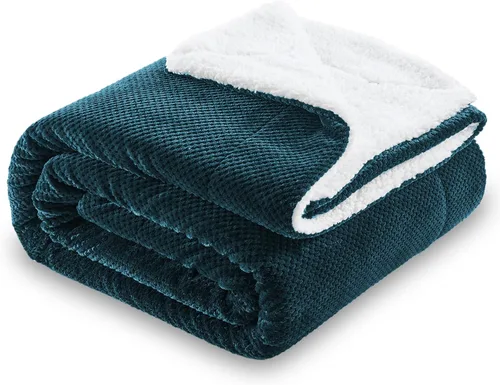 SOCHOW Manta Decorativa de Vellón Sherpa Tipo Gofre, Súper Suave Difusa Cálida, Ligera Esponjosa Reversible de Felpa para Cama Sofá Sillón, 50 x 60