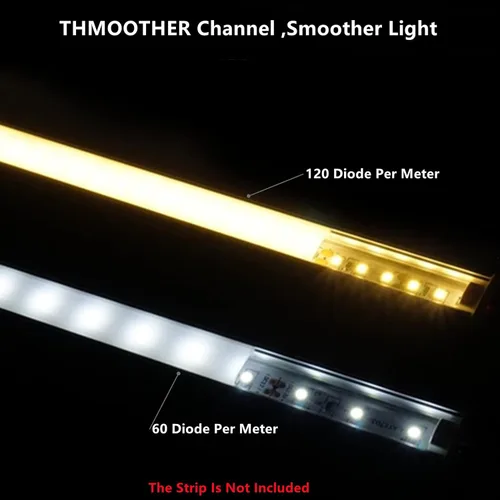 Miniatura 5 de THMOOTHER Difusor de canal LED en forma de U de 6.56 pies preperforado, paquete de 8 perfiles de aluminio con cubierta lechosa, montaje