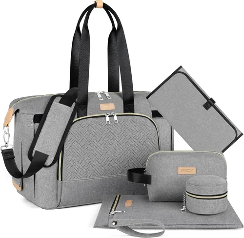 Miniatura 13 de ITIEZY Bolsa de pañales tipo tote para bebé - Bolsa grande para mamá con cambiador portátil, estuche para chupete, bolsas de hospital, bolsa