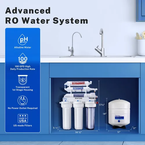 Miniatura 6 de iSpring PH100 Sistema de filtro de agua alcalina por ósmosis inversa, sistema de filtrado de agua potable de 6 etapas con remineralización pH+ bajo