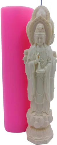 Miniatura 7 de Molde de silicona para velas de Buda de gran tamaño, para hacer velas artesanales, moldes de resina decorada, estatua de cemento de yeso, moldes