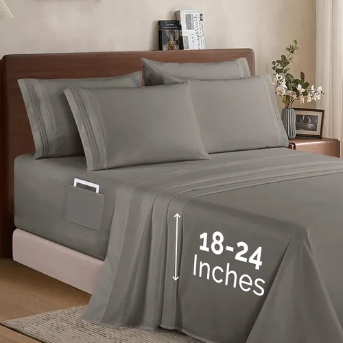 Miniatura 59 de Elegant Comfort - Juego de ropa de cama resistente a arrugas y decoloración más acogedor, sábana bajera elástica en todo el contorno, bolsillo