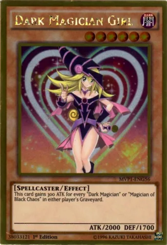 Yu-Gi-Oh! Dark Magician Girl (MVP1-ENG56), pack de película The Dark Side of Dimensions, edición de oro, 1° edición, Gold Rare