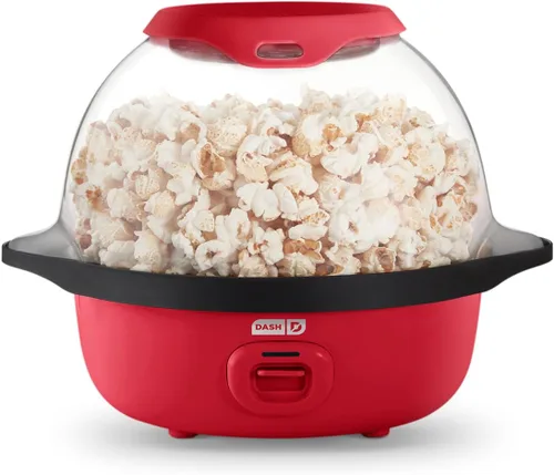 Miniatura 12 de DASH SmartStore™ Deluxe Máquina de palomitas de maíz con agitación, máquina eléctrica de palomitas de maíz con aceite caliente y tapa grande