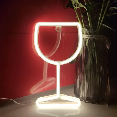 Miniatura 8 de JYWJ Letrero de neón de copa de vino, USB o 3 pilas AA, decoración de mesa LED, decoración de pared de dormitorio, regalo de cumpleaños, suministros