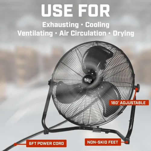 Miniatura 3 de El ventilador de piso de 20" y el soporte de pared ofrecen un flujo de aire de alta velocidad para un motor de aire, garajes, hogares o lugares