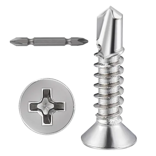 Miniatura 12 de Wensilon (300 piezas) #8×1” para chapa metálica Tornillos autorroscantes 410 de acero inoxidable negro de cabeza plana de alta resistencia Tornillos