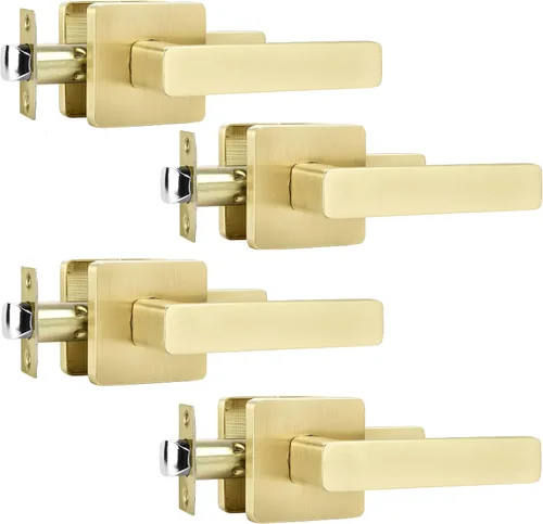Miniatura 31 de Leydebong - Paquete de 4 picaportes resistentes para entrada con llave, manija dorada, llaves iguales/combo con llave, reversible para la izquierda