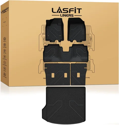 Miniatura 13 de LASFIT Juego completo de tapetes de elastómero termoplástico para todo tipo de clima de ajuste personalizado para automóviles, de 1ª y 2ª fila, 3