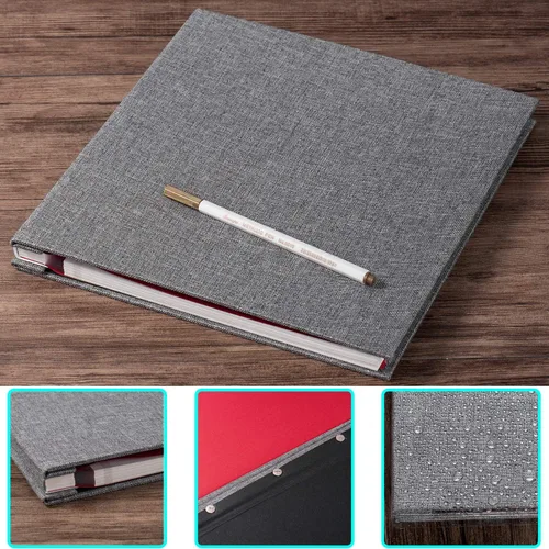 Miniatura 4 de Álbum autoadhesivo para fotos de 4 x 6 pulgadas, álbum de recortes con cubierta de lino magnética, 30 páginas adhesivas en blanco, para familiares