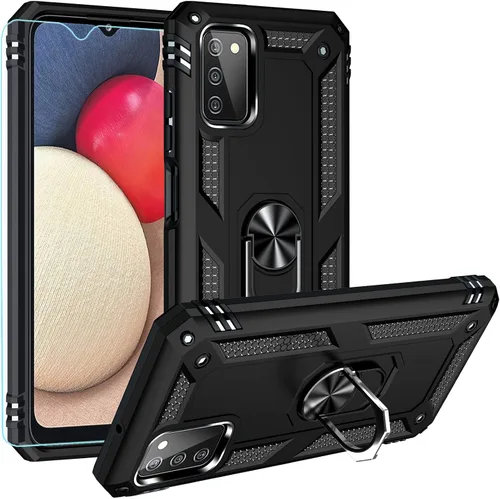 Funda para Galaxy A03S [probada en caídas de 16 pies de grado militar, con protector de pantalla HD, soporte magnético para anillo y soporte, color