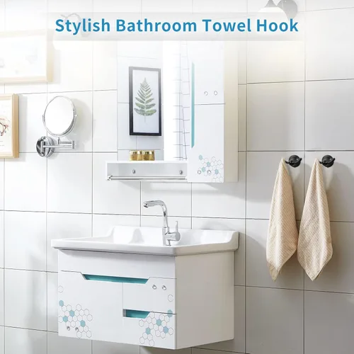 Miniatura 2 de FILTA Ganchos para toallas de baño, ganchos negros mate para batas y toallas para montar en la pared, ganchos tradicionales para toallas y batas