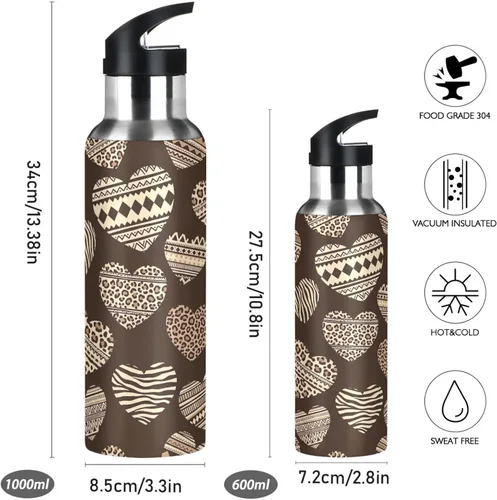 Miniatura 2 de Stainless Steel Water Bottle 20 Oz, BPA-Free Sport Water Bottle for Gym Outdoor Travel School, Prints Leopard Spots