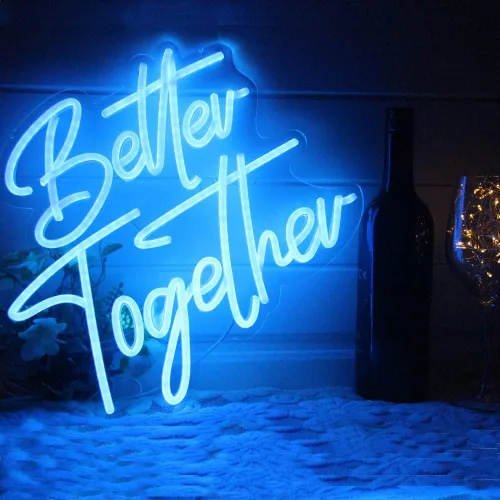 Miniatura 13 de DAKABUKA Better Together - Letreros de neón LED de neón blanco cálido para decoración de pared de despedida de soltera, fiesta de compromiso