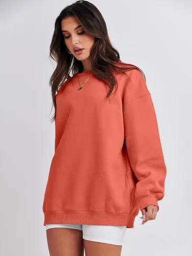 Miniatura 3 de ANRABESS Sudadera de gran tamaño para mujer, con cuello redondo, estilo Y2K, sudadera con capucha de forro polar, cómoda, camiseta informal, ropa