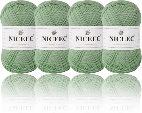 Miniatura 39 de NICEEC 4 madejas de hilo de algodón suave para bebé, 4 capas, manualidades DIY, peso fingering, hilo para manta para ganchillo y tejido, total 700