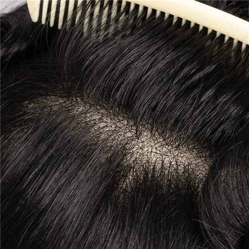 Miniatura 3 de Amiable Toupee para hombres, cabello humano, encaje francés, sistemas de reemplazo de cabello para hombre, suave blanqueado, frontal, aspecto #1