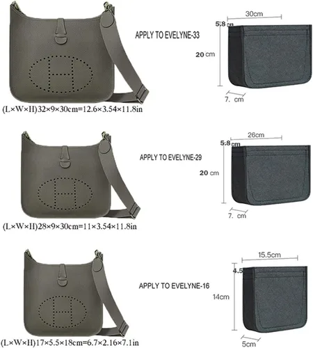 Miniatura 5 de Organizador de fieltro-para Hermes Evelyne III tpm pm gm bolsa inserto mini 16 29 33 bolsa organizador Y003 gris-L