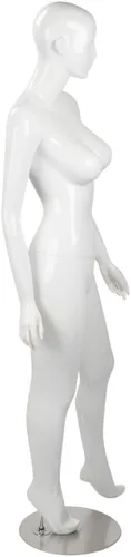 Miniatura 3 de SSWBasics Maniquí de cuerpo completo femenino de fibra de vidrio blanco brillante, maniquí femenino de cuerpo completo de 5 pies 10 pulgadas