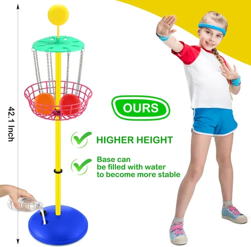Miniatura 2 de Meooeck 42 Inches Mini Disc Golf Baskets with 10 Flying Discs Golf Starter Set for Indoor Outdoor Yard and Beach