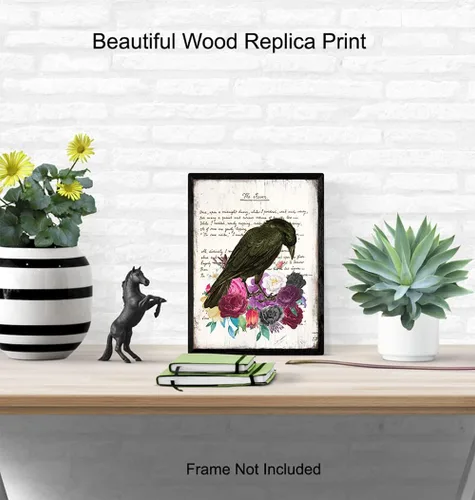 Miniatura 4 de The Raven Edgar Allan Poe Decor – Regalo para medieval, gótico, Wicca, Wiccano, brujería, abanico oculto, mujer, arte de pared gótico – Póster