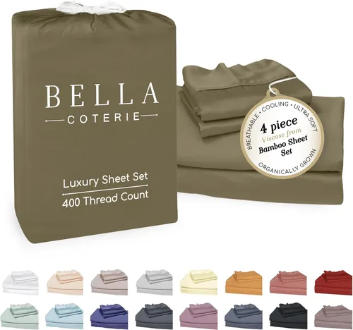 Miniatura 12 de Bella Coterie - Juego de sábanas de lujo de viscosa de bambú para cama tamaño split king 2 sábanas ajustadas para camas Sleep Number y camas 06