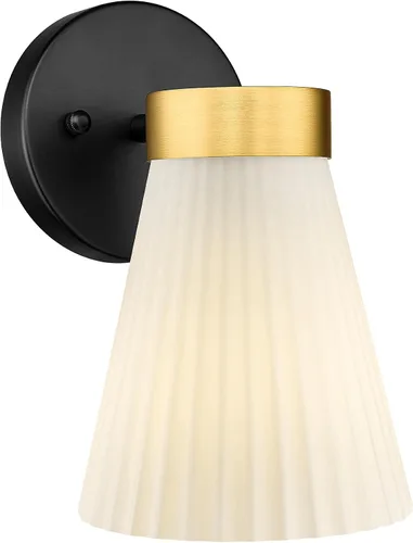 Miniatura 33 de HWH - Lámpara de pared para interiores, moderno aplique de pared con pantalla de vidrio a rayas blancas esmeriladas, aplique de pared individual