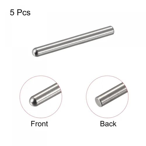 Miniatura 3 de uxcell Pasadores de clavija de 0.197 x 1.969 in, 5 piezas de acero inoxidable 304 de cabeza redonda plana biselada, pasadores de litera, pasadores